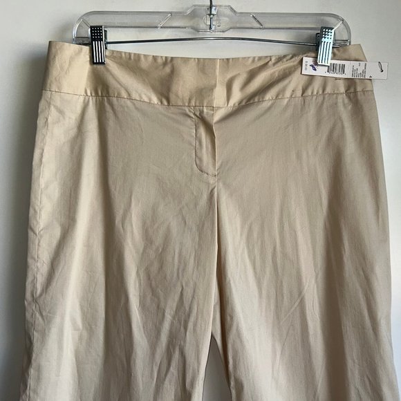 NWT Tahari Sterling Crop Capri Pants Beige Flax Size 4 - Picture 2 of 11